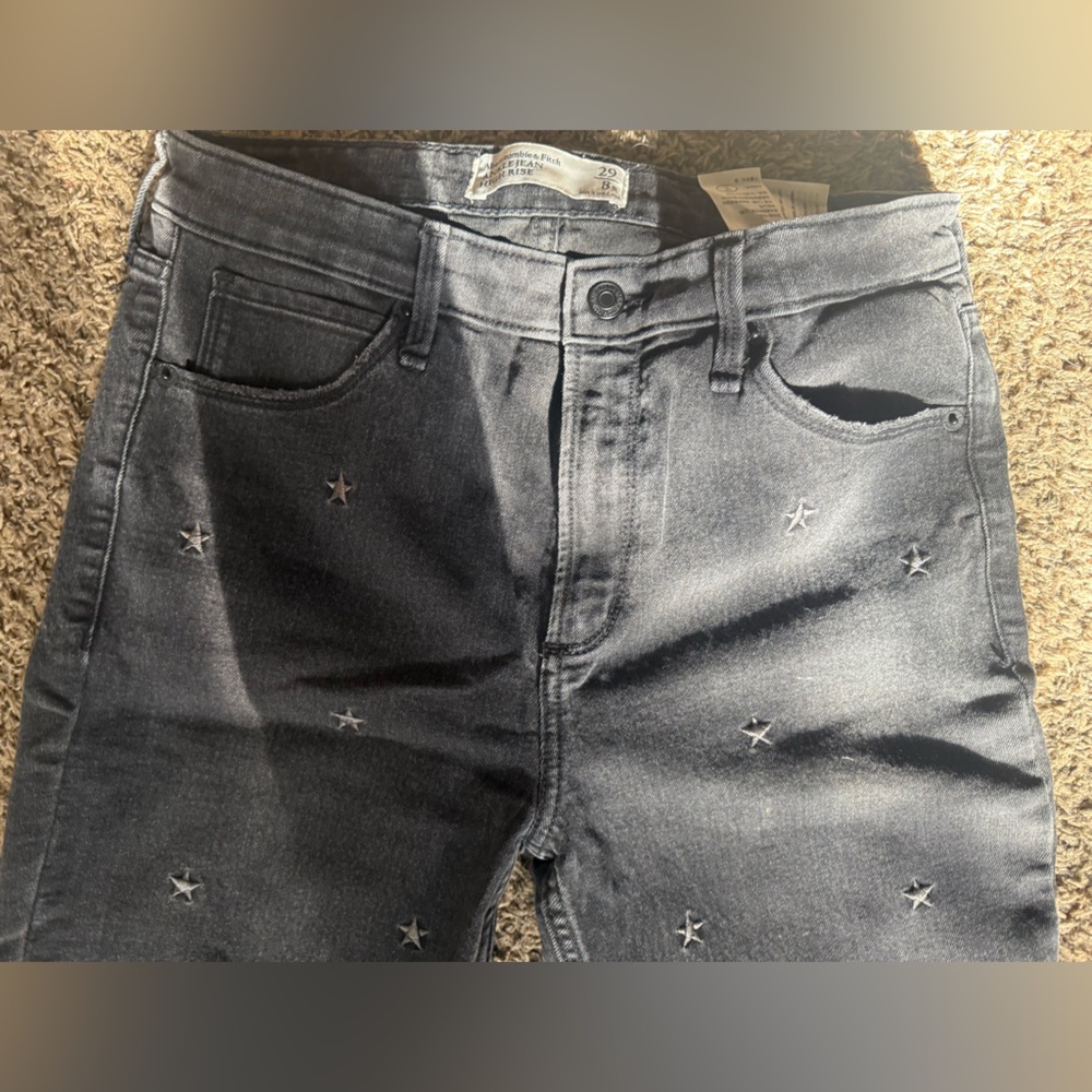 Abercrombie & Fitch Black Skinny Jeans with Star Embroidery